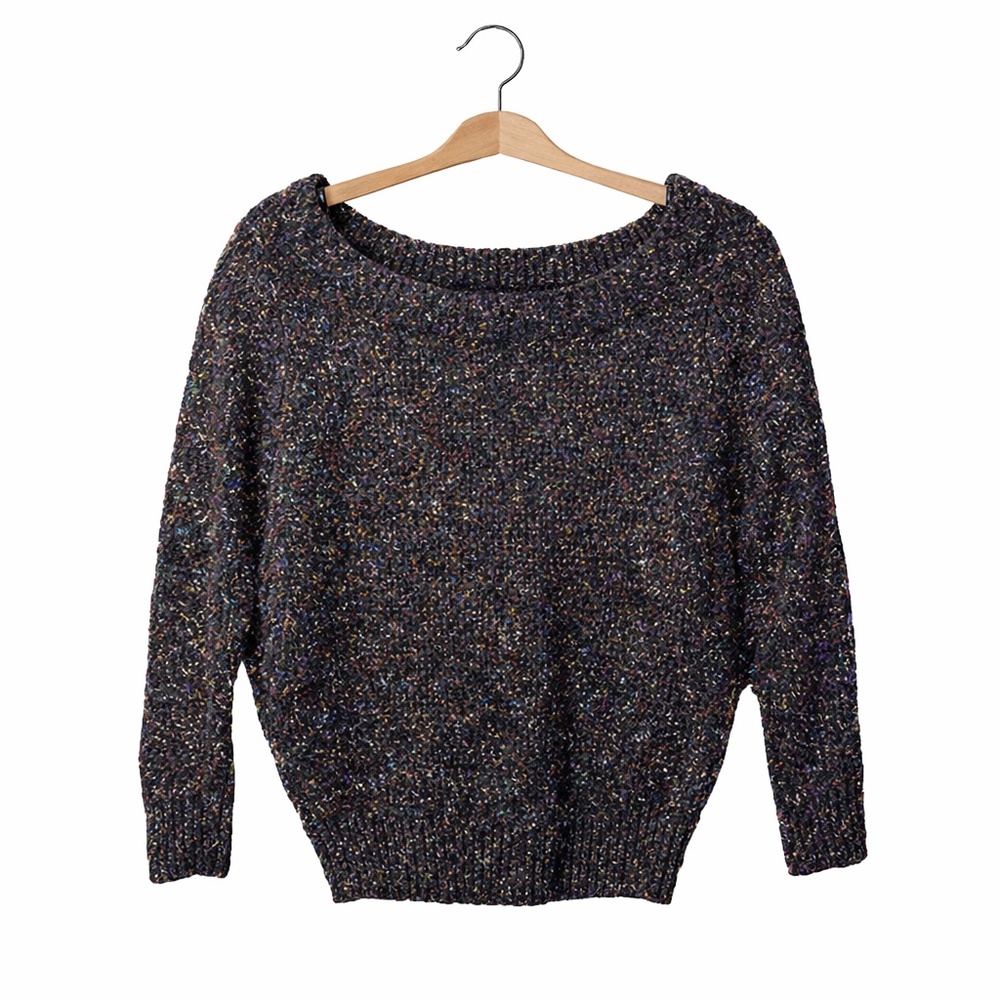 New York & Company Confetti Sweater XS Sparkle Metallic Cozy Holiday Y2K Chic